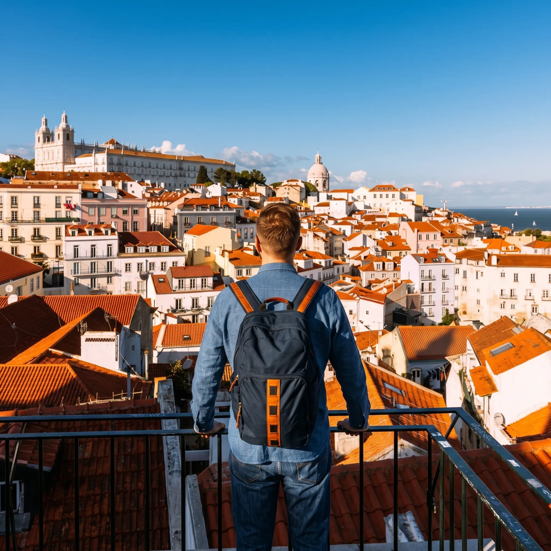 Vista urbana em Portugal a partir de um miradouro