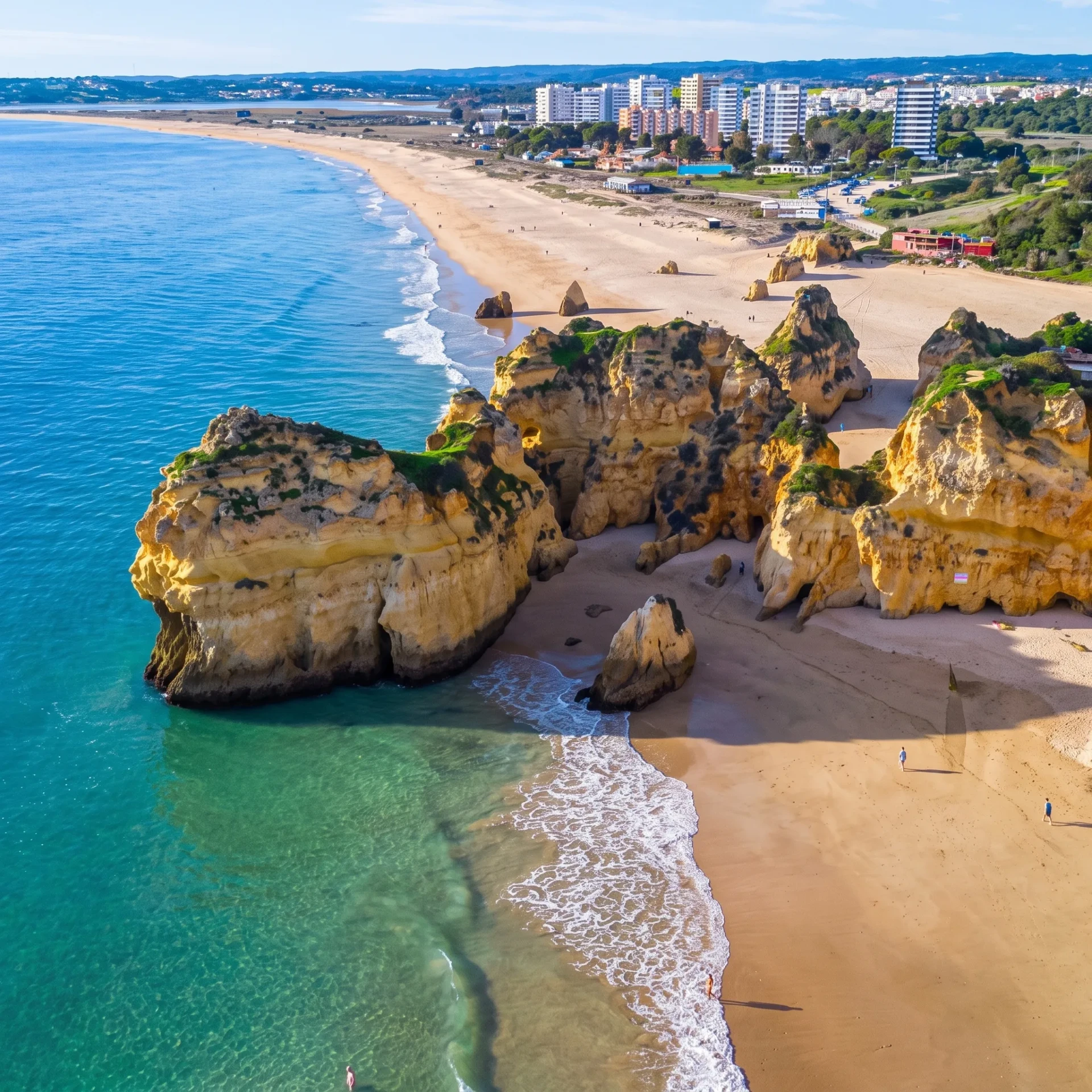 Costa portuguesa com praia e falésias